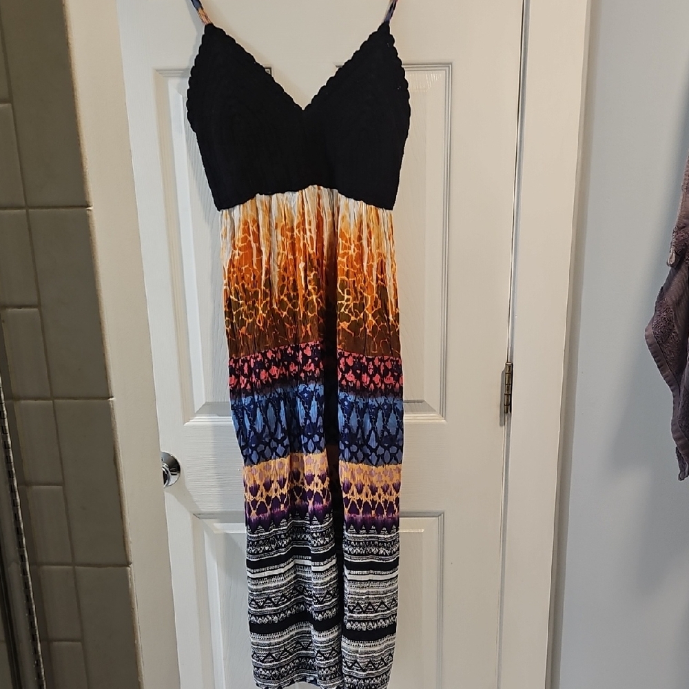 Aqua Blu Black and Multicolor Maxi Dress